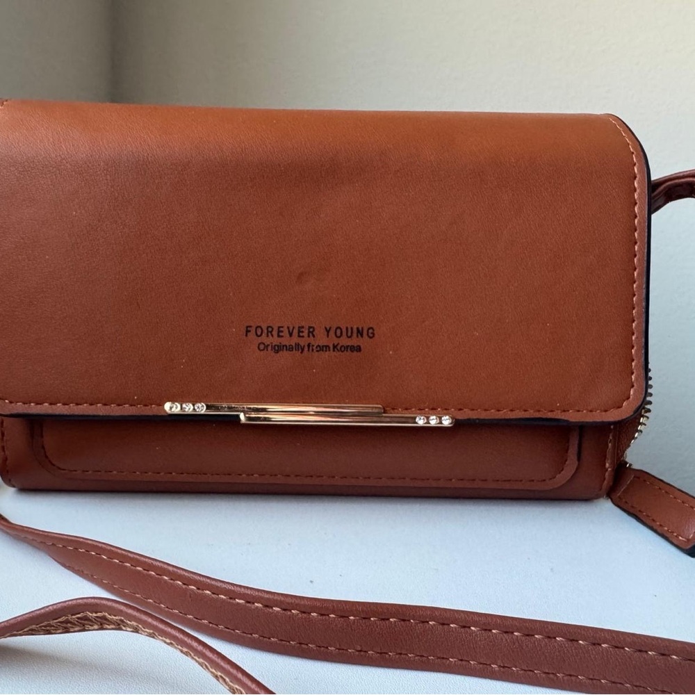 Forever Young Brown Crossbody Bag with Structured Design